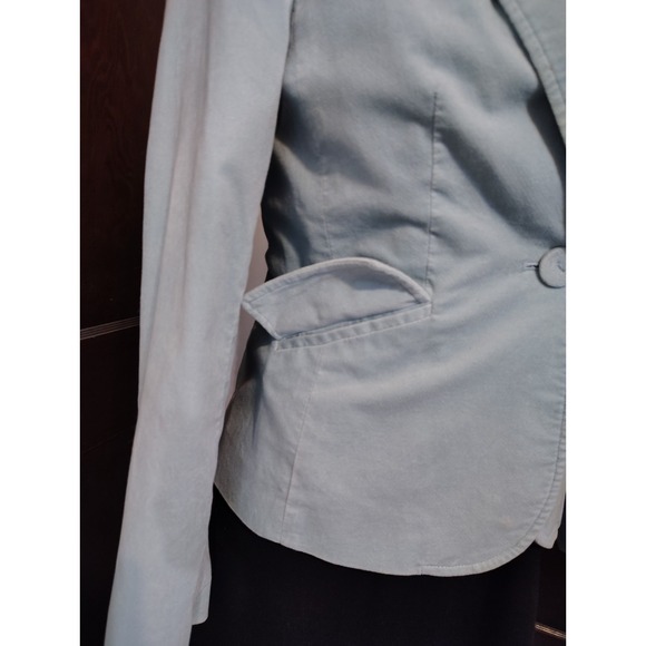 Talbots Women's Light Blue Velvet Blazer Jacket One Button Tailored 4P - Picture 3 of 16